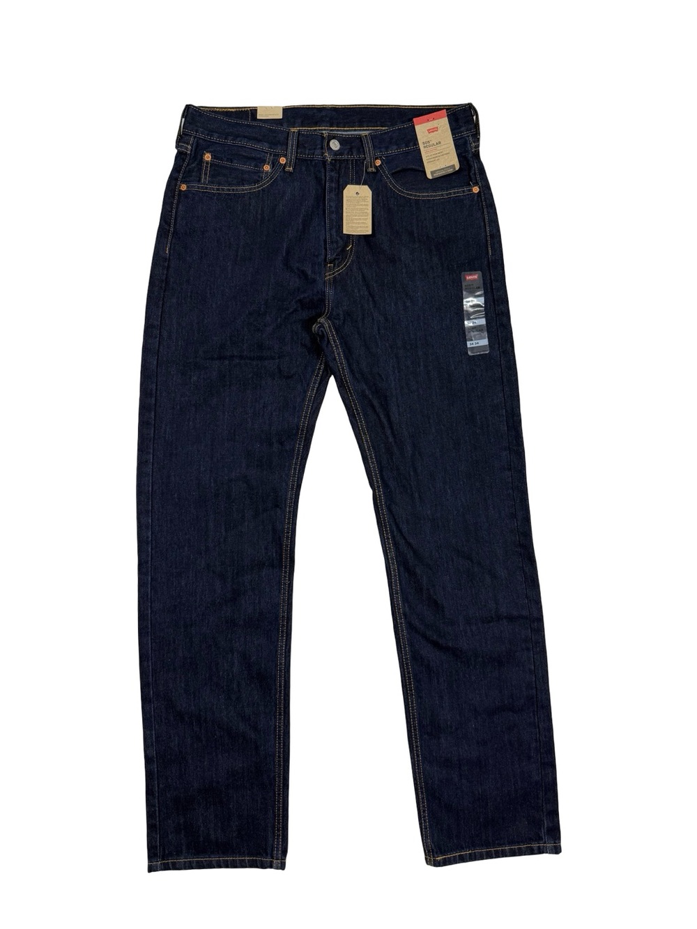 Levi’s 505 Jeans Mens 34x34 Dark Indigo Straight Leg Classic Workwear Casual NWT